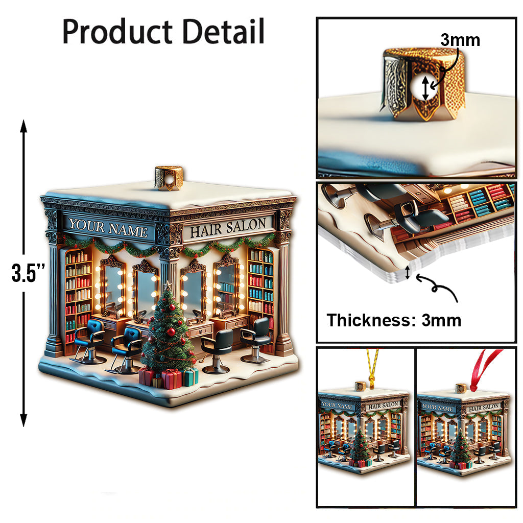 Custom Name Hair Salon Ornament, Hair Salon Christmas Decoration