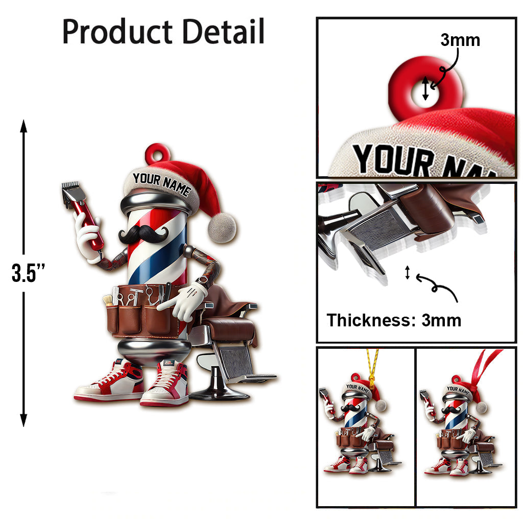 Custom Name Barber Ornament, Christmas Decoration for Barber Shop