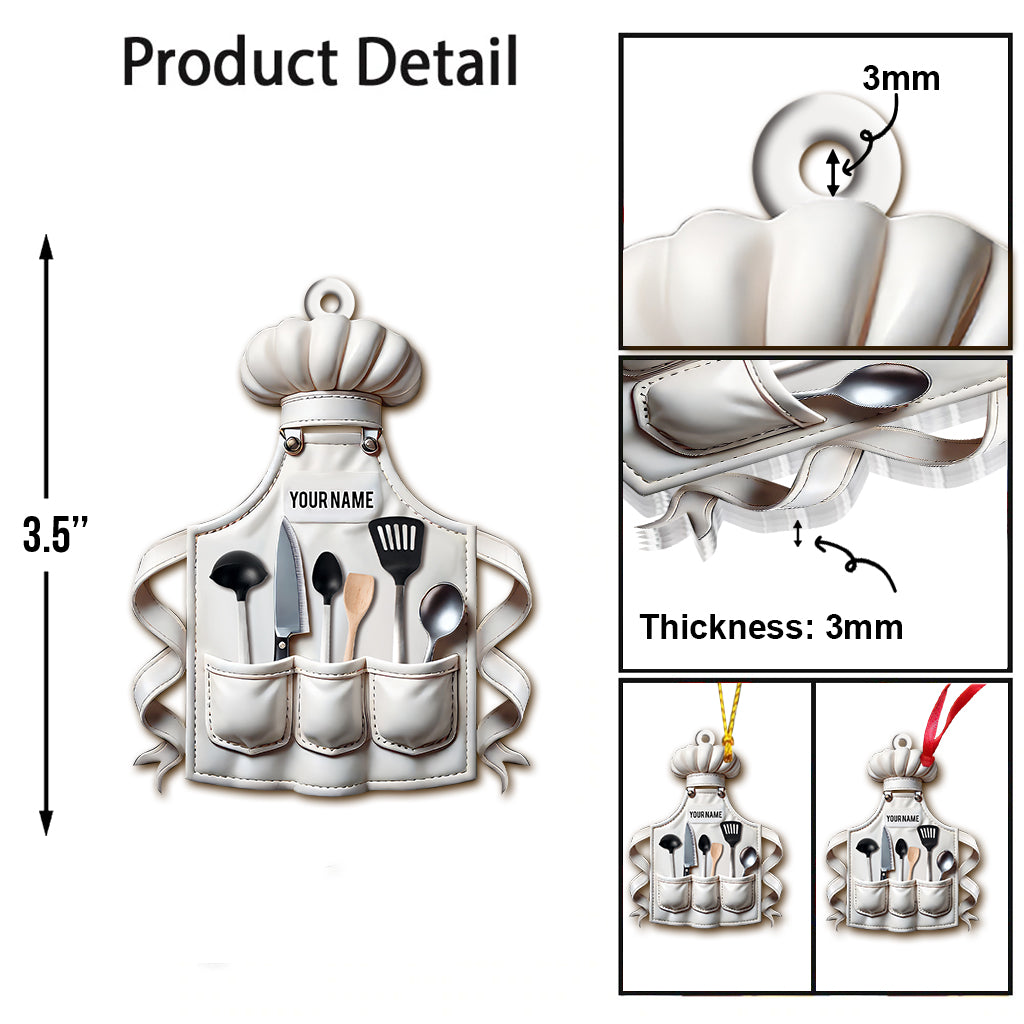 Custom Name Chef Ornament, Christmas Gift for Cooking Lover