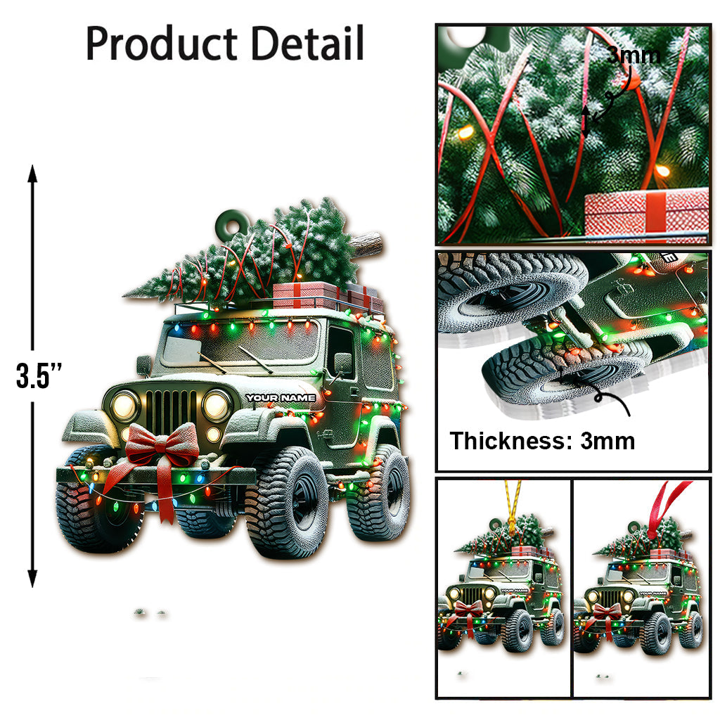 Custom Name Jeep Ornament, Christmas Gift for Jeep Lover