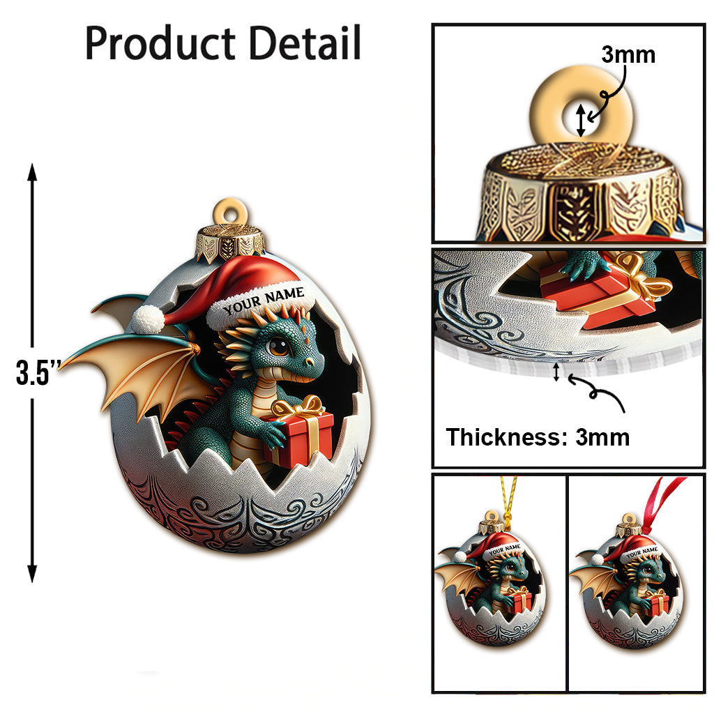 Custom Name Dragon Ornament, Christmas Gift for Dragon Lover