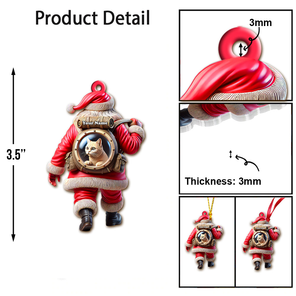 Custom Name Santa and Pet Ornament, Pet Lover Christmas Gift