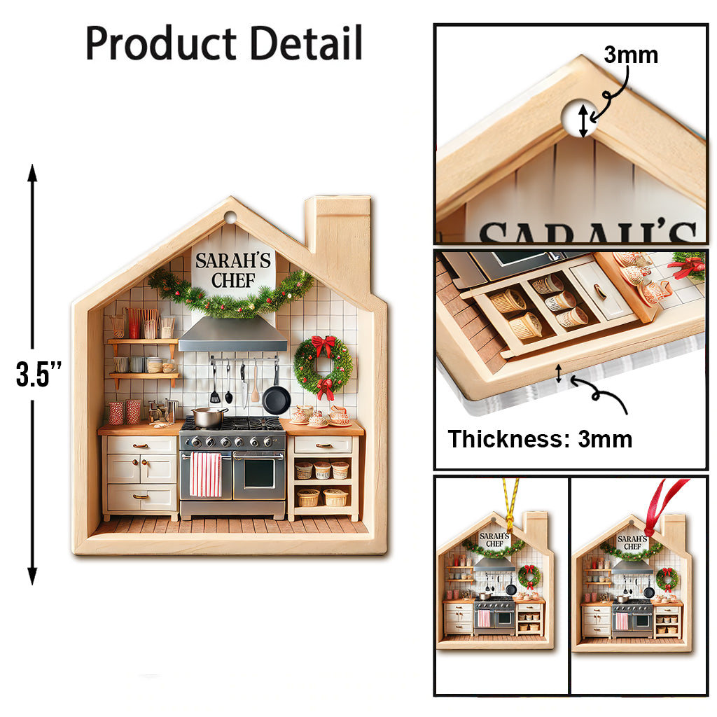 Custom Name Chef Kitchen Ornament, Chef Kitchen Christmas Decoration