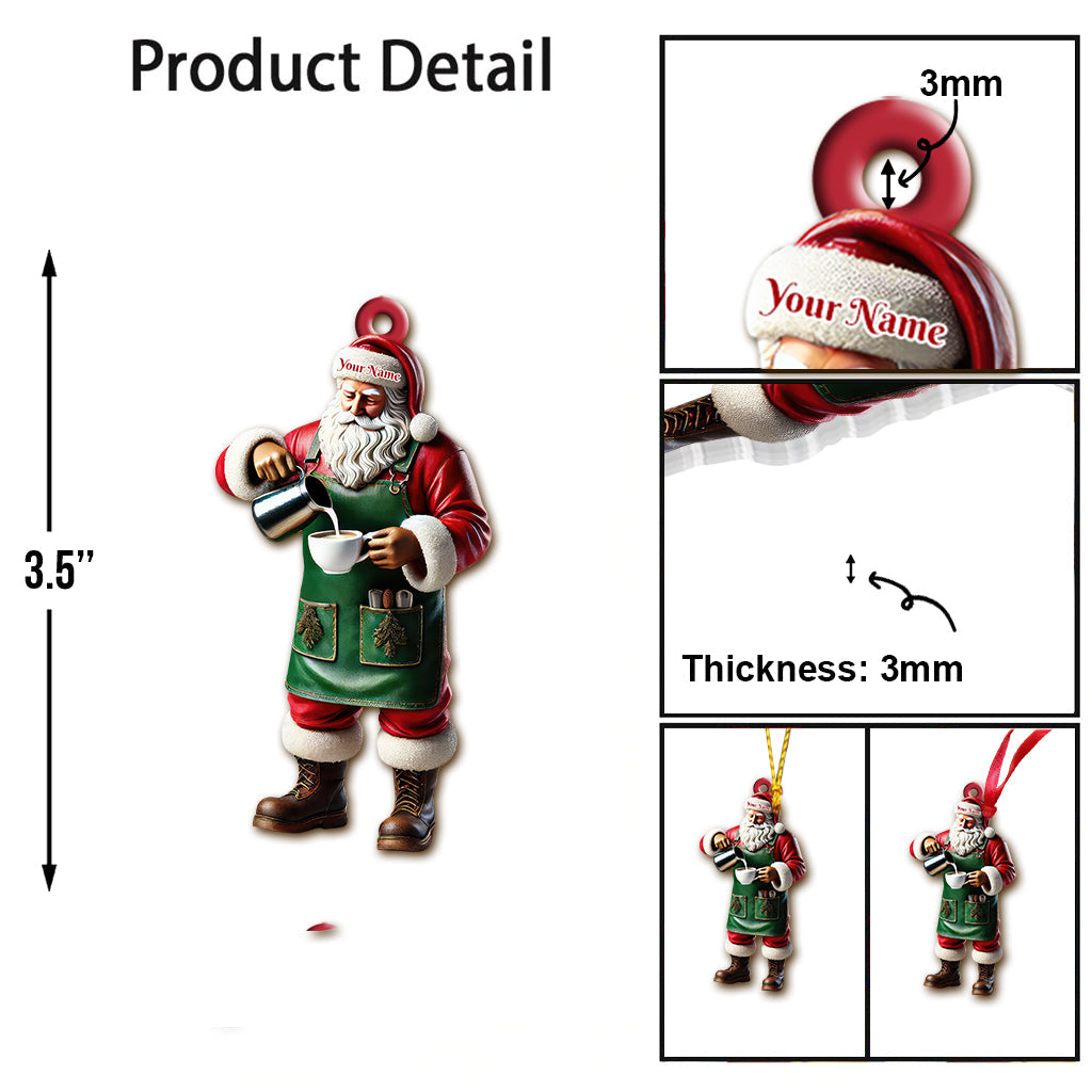 Custom Name Santa Bartender Ornament, Home Decor Christmas Gift