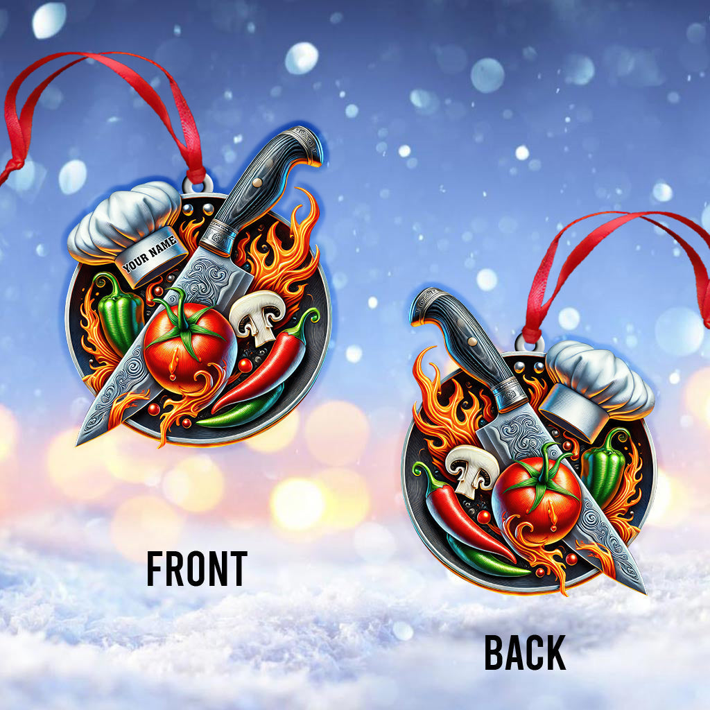 Custom Name Chef Ornament, Christmas Gift for Cooking Lover