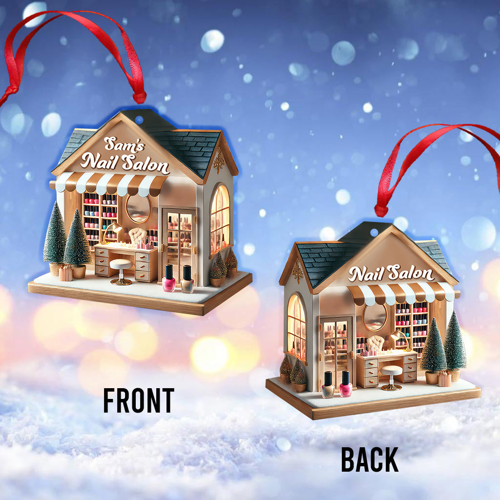 Custom Name Nail Salon Ornament, Nail Salon Christmas Decoration