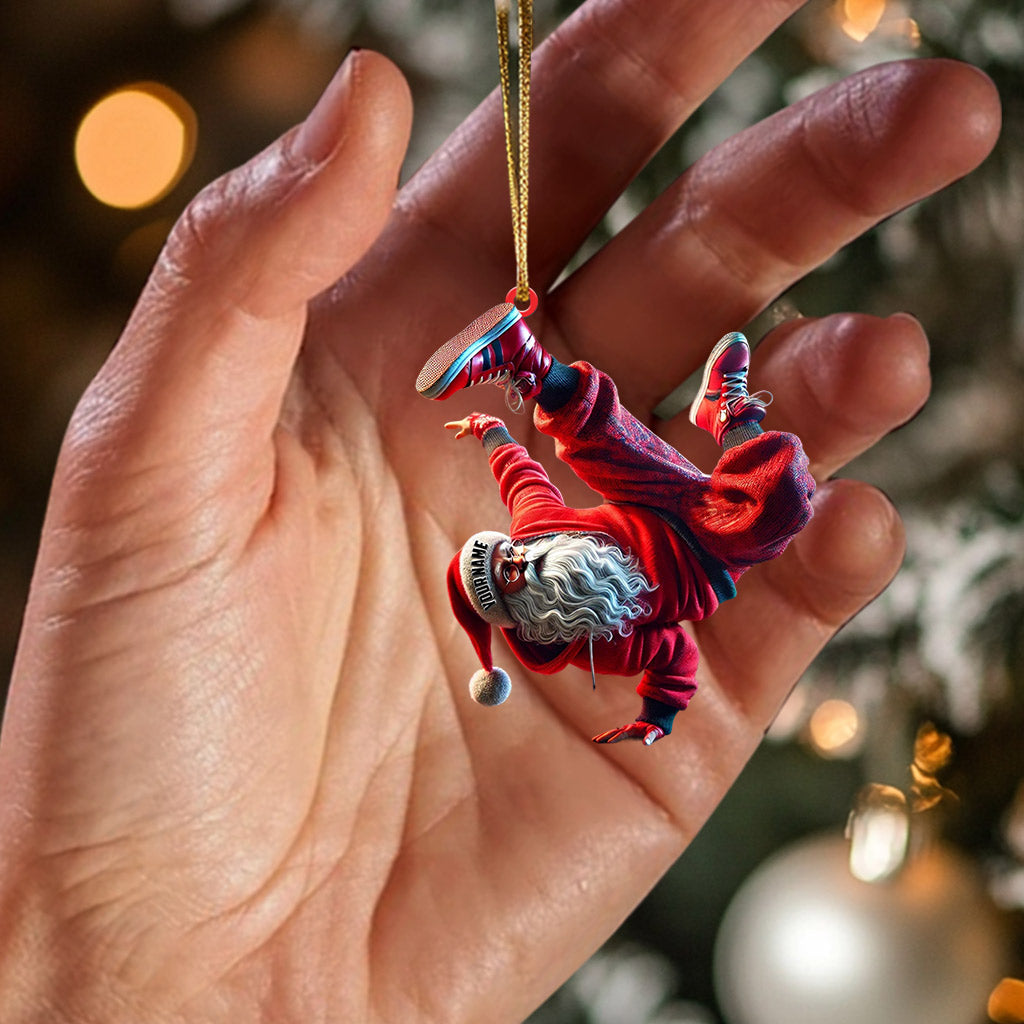 Break Dance Santa Home Decor Christmas Ornament, Personalized Ornament