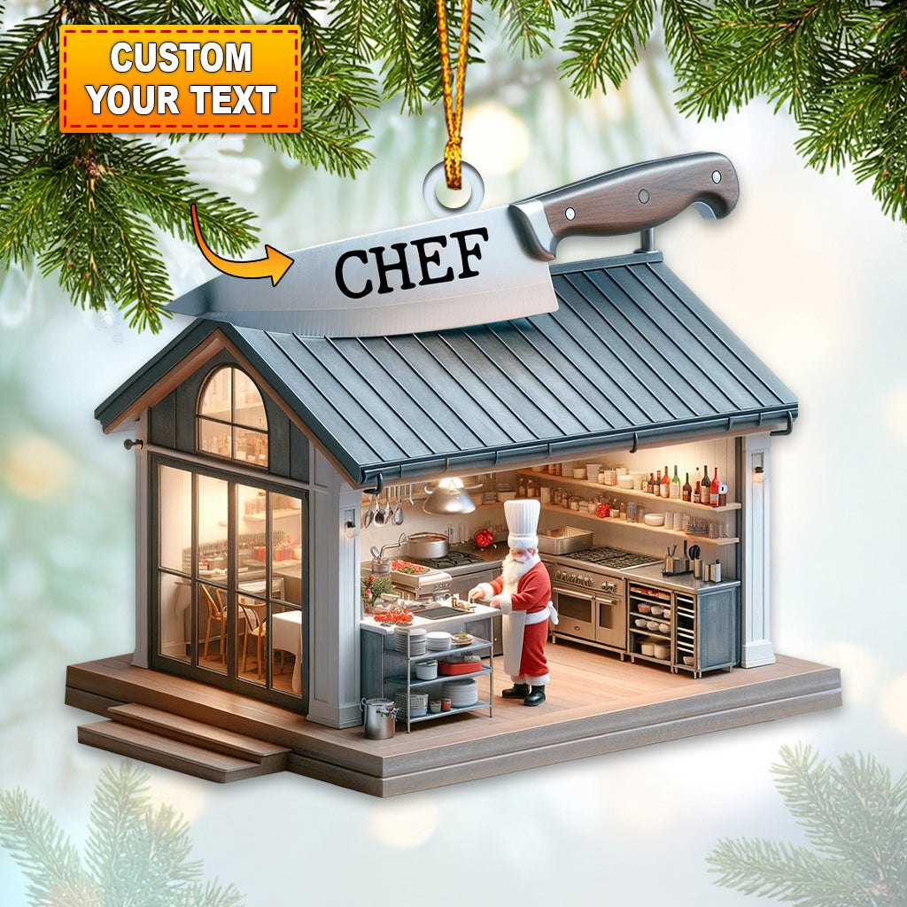 Custom Name Chef Ornament, Santa Chef Gift for Cooking Lover