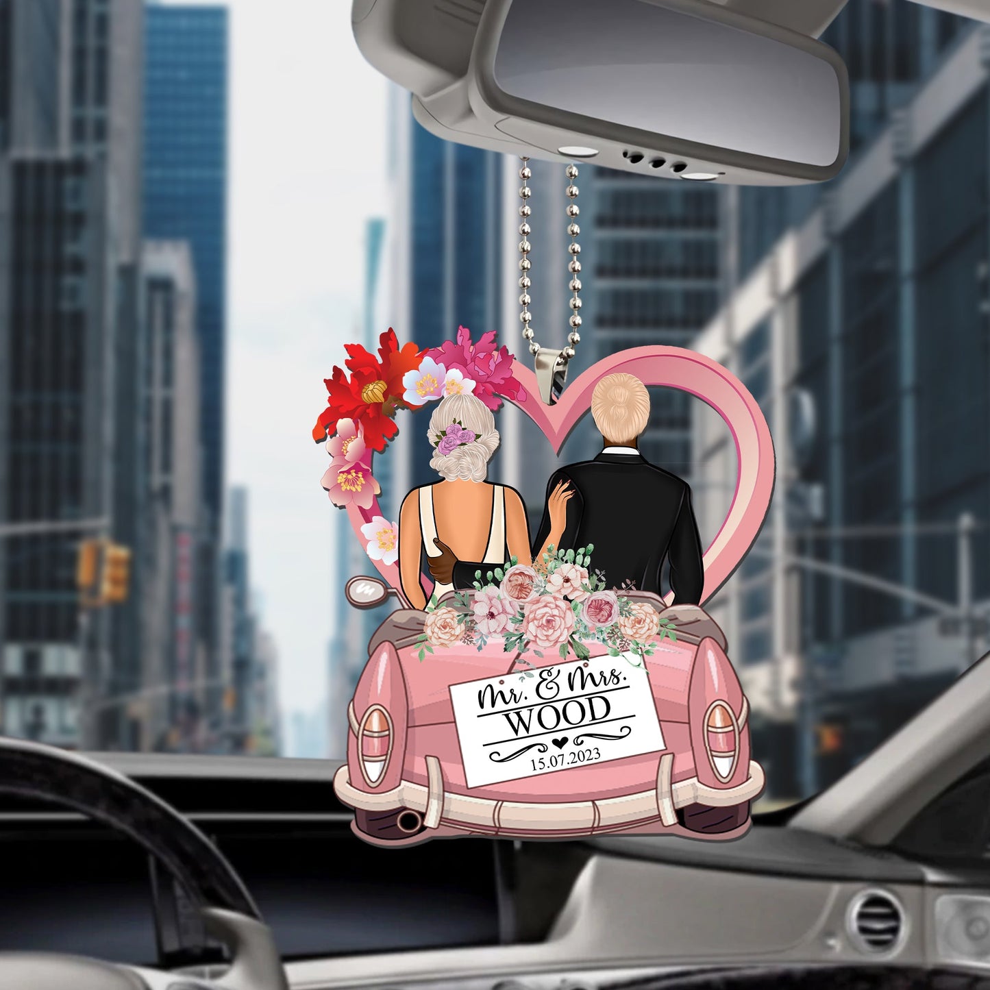 Married Couple - Custom Appearance And Name, Personalized Car Acrylic Ornament - Gift For Couple