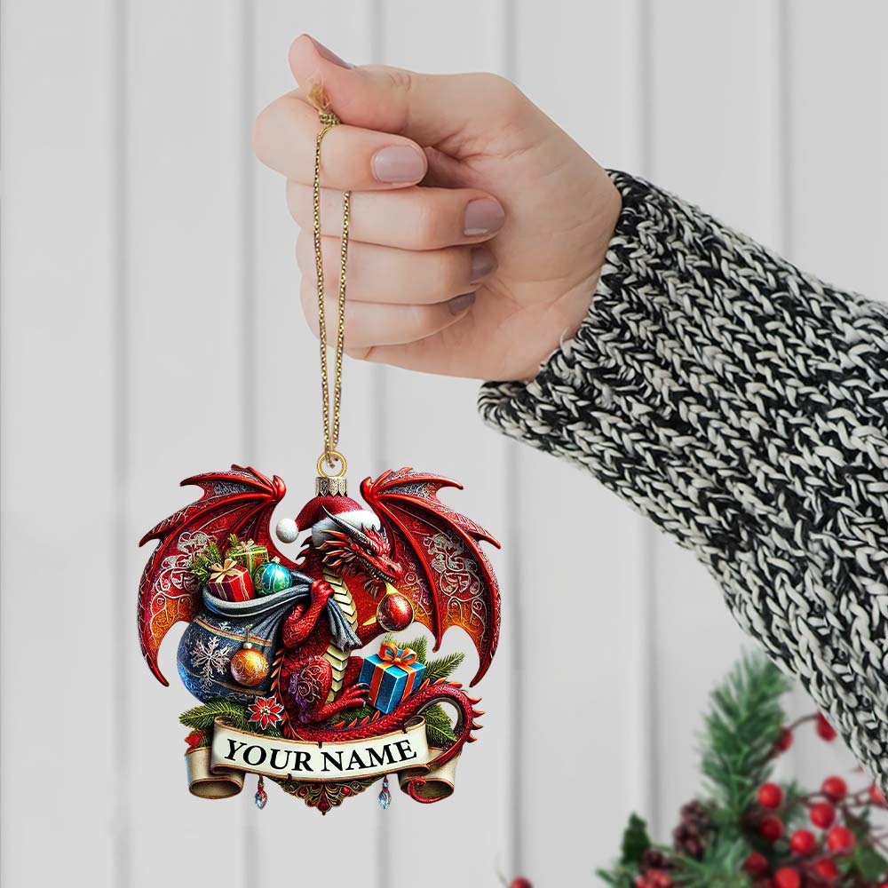 Custom Name Dragon Ornament, Christmas Gift for Dragon Lover