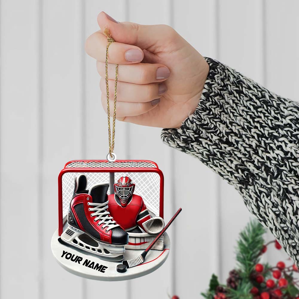 Custom Name Ice Hockey Ornament, Christmas Gift Decoration