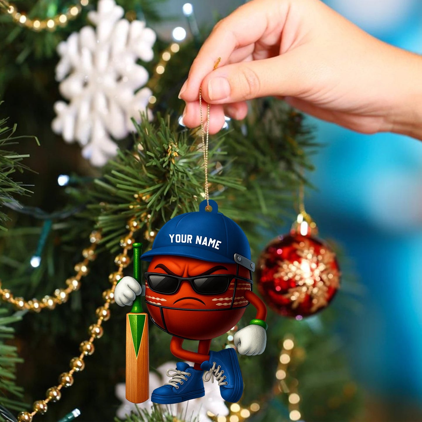 Christmas Cricket Ball, Home Decor, Christmas Ornament, Personalized Ornament