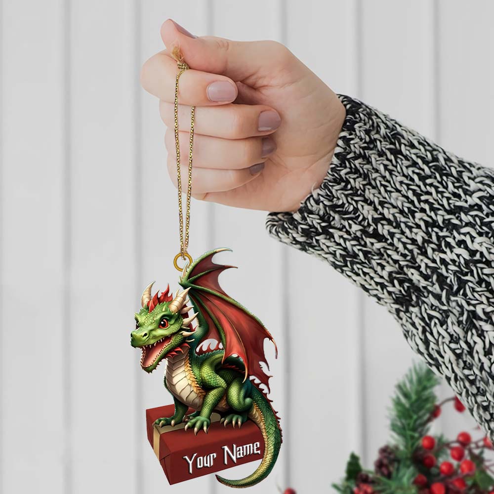 Custom Name Dragon Ornament, Christmas Gift for Dragon Lover