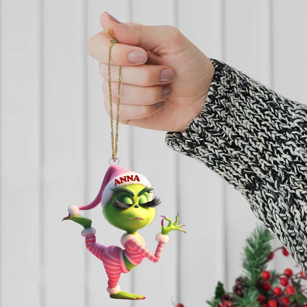 Custom Name Grinch Ornament, Christmas Gift Decoration