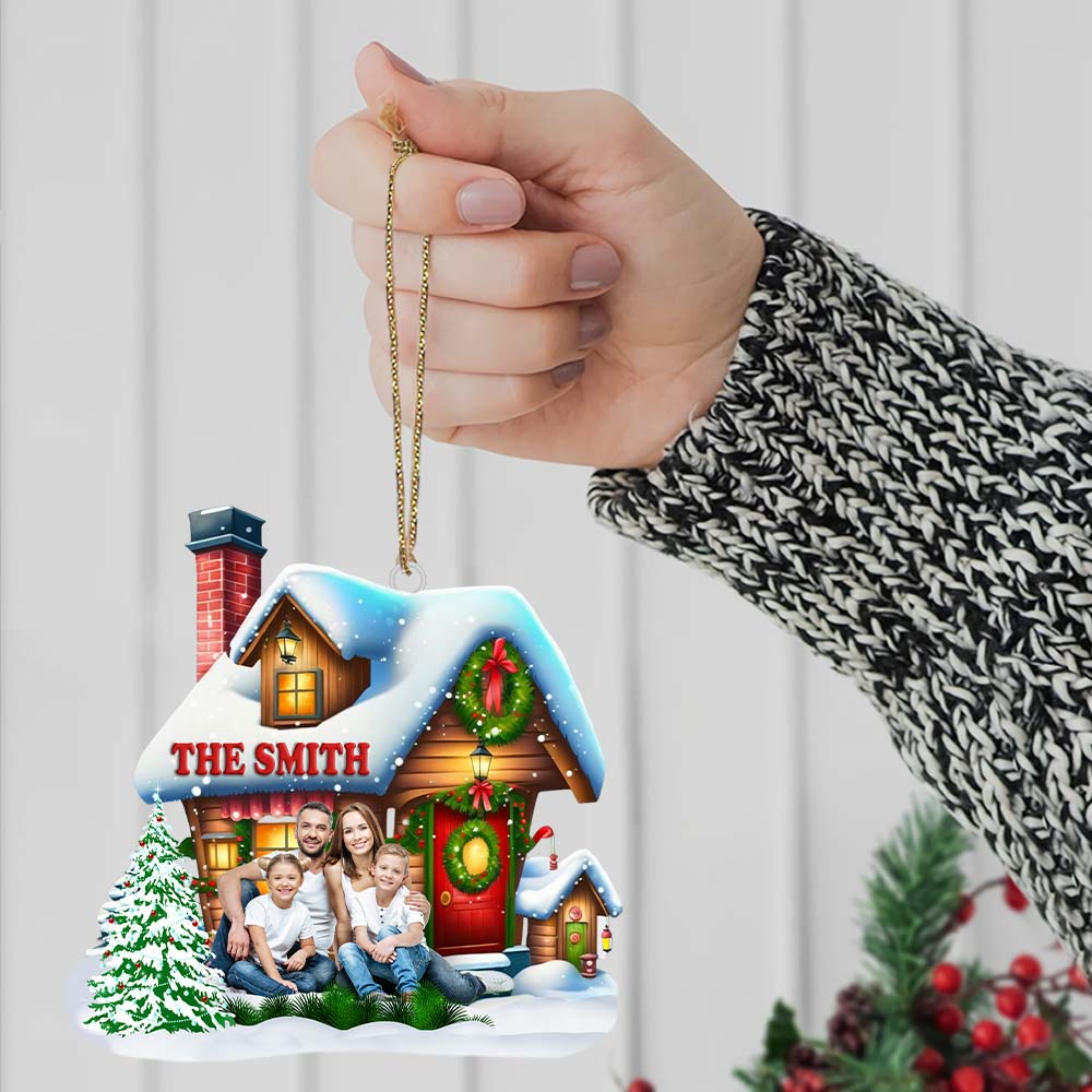 Custom Name and Photo Family Ornament, Family Christmas Decoration