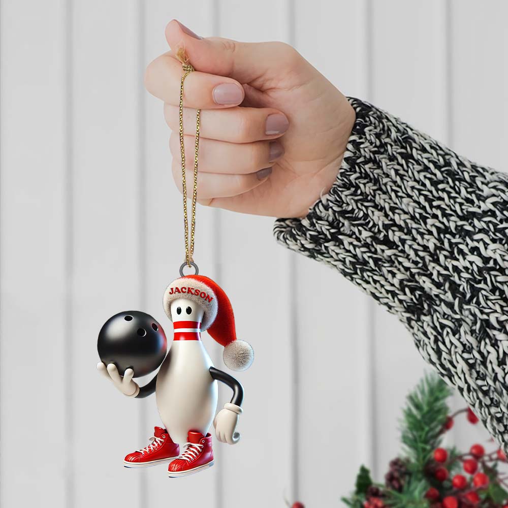 Custom Name Bowling Christmas Ornament, Bowling Lover Christmas Gift