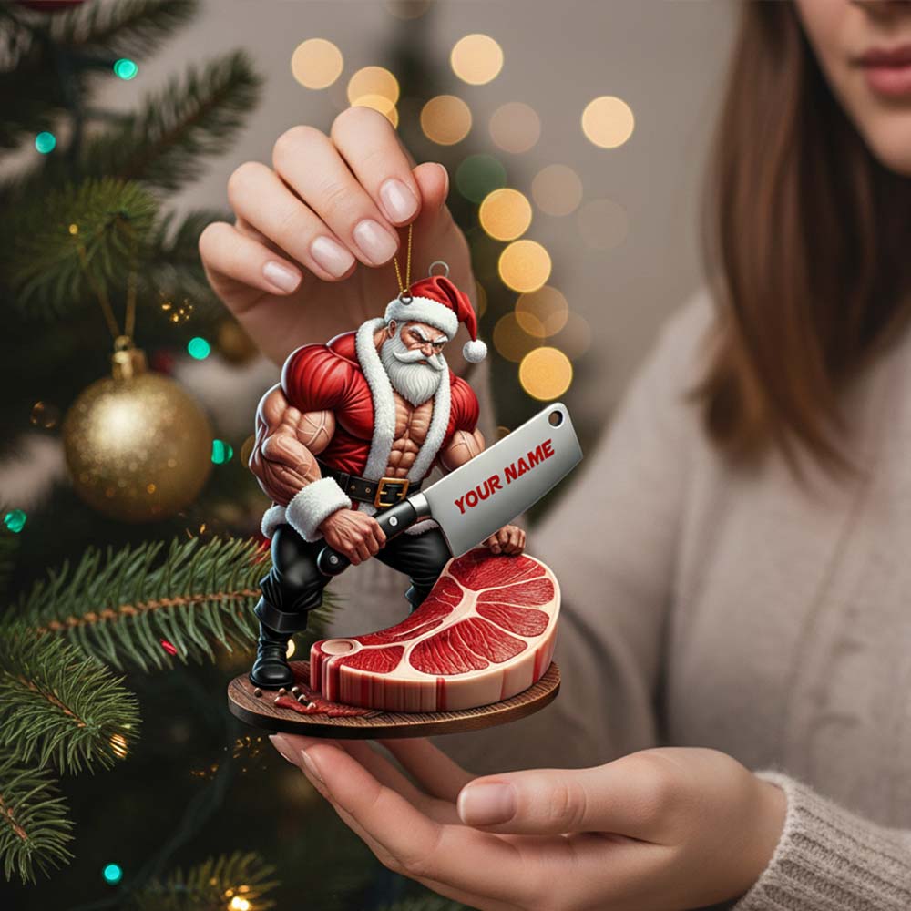 Christmas Butcher Santa Home Decor, Christmas Ornament, Personalized Ornament