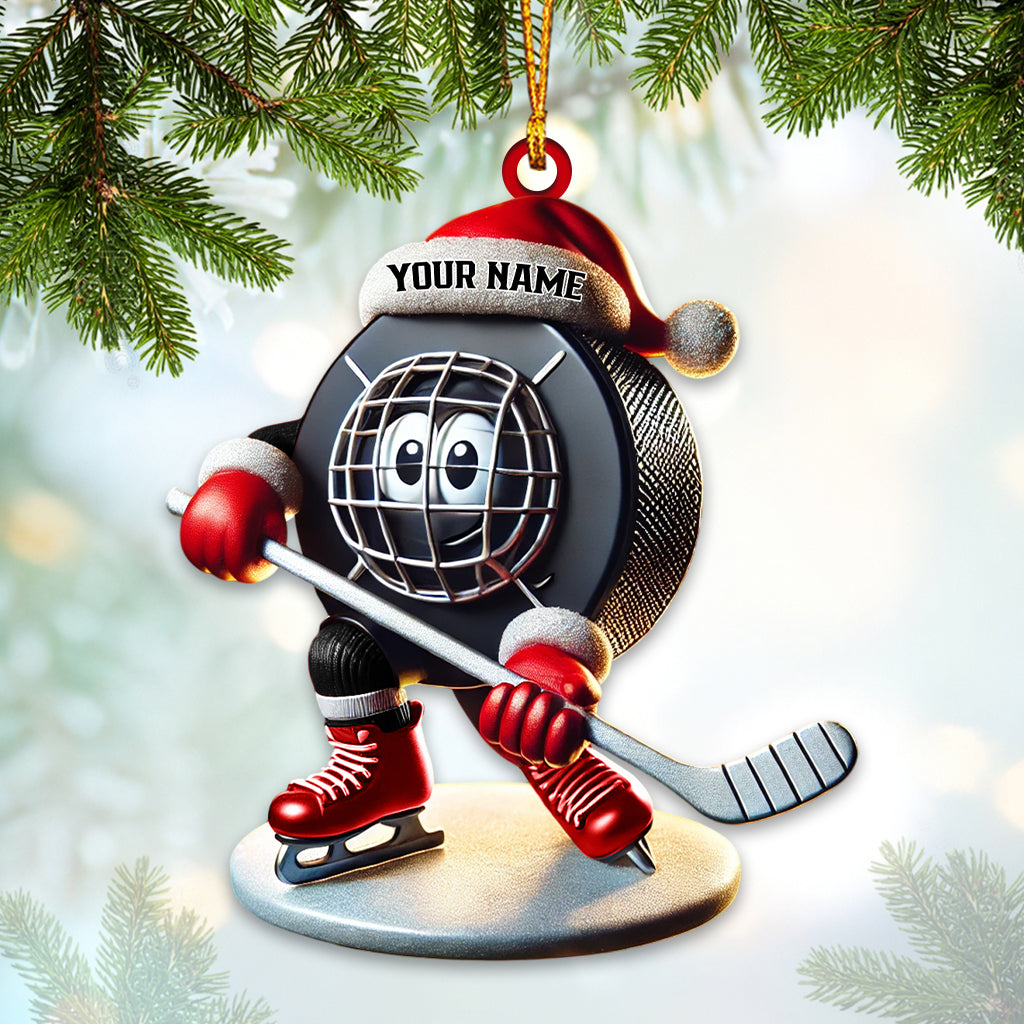 Custom Name Ice Hockey Ornament, Ice Hockey Christmas Gift