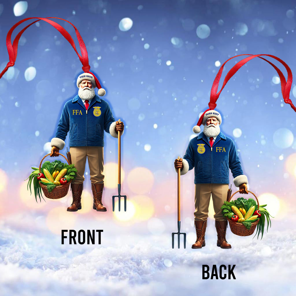 Farmer Santa Home Decor Christmas Ornament, Personalized Ornament