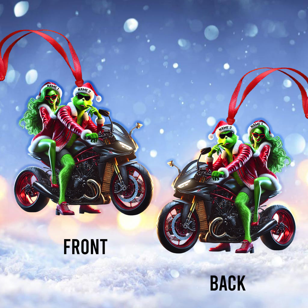 Custom Name Motorbike Christmas Couple Ornament, Lover Christmas Gift