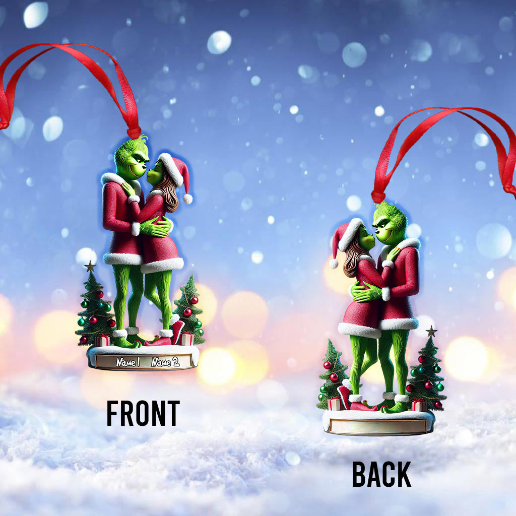 Custom Name Grinch Couple Ornament, Grinch Lover Christmas Gift