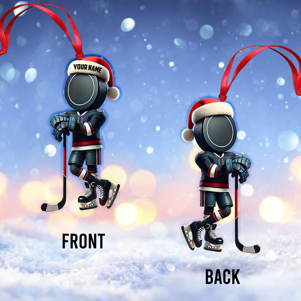 Custom Name Ice Hockey Ornament, Ice Hockey Christmas Gift