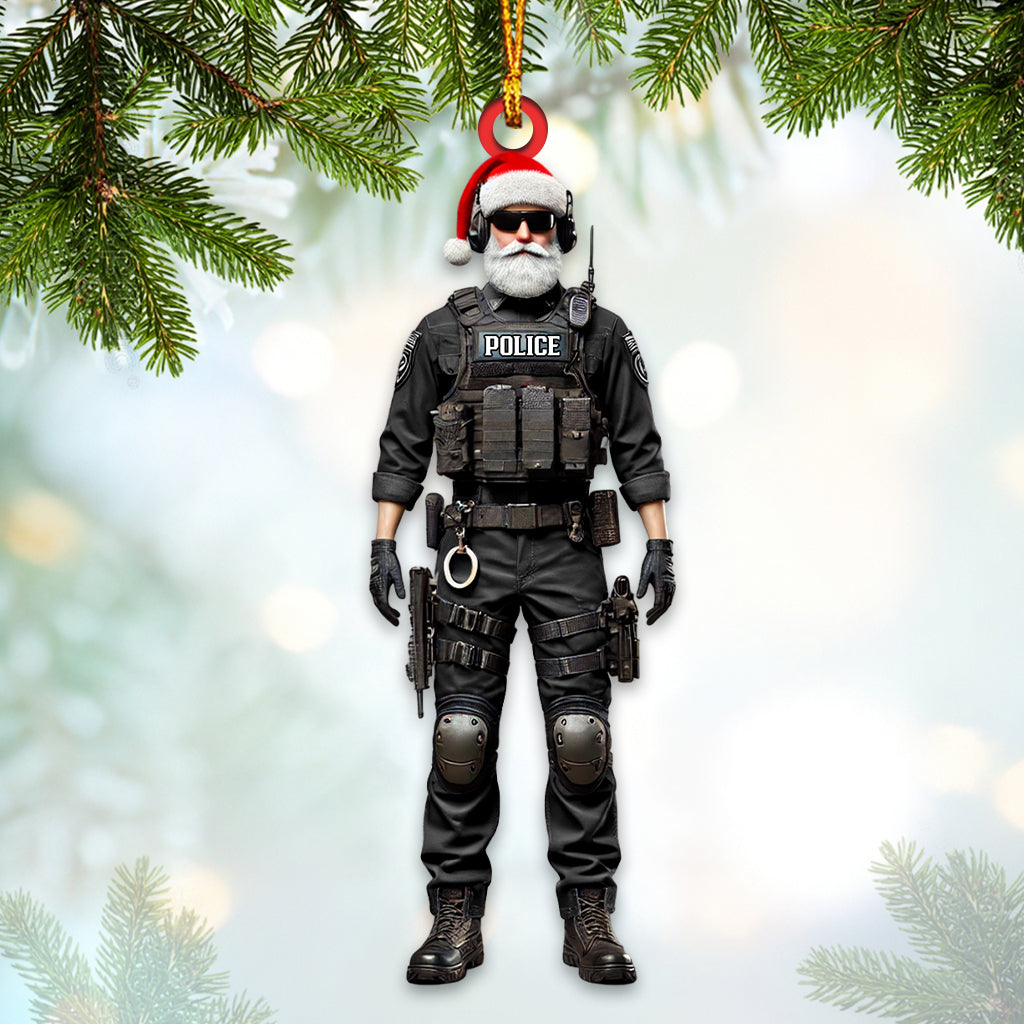 Custom Name Police Santa Ornament, Police Christmas Gift