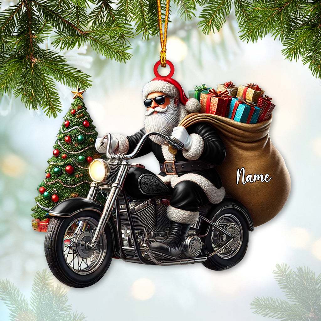 Custom Name Santa Bike Ornament, Santa Bike Christmas Gift