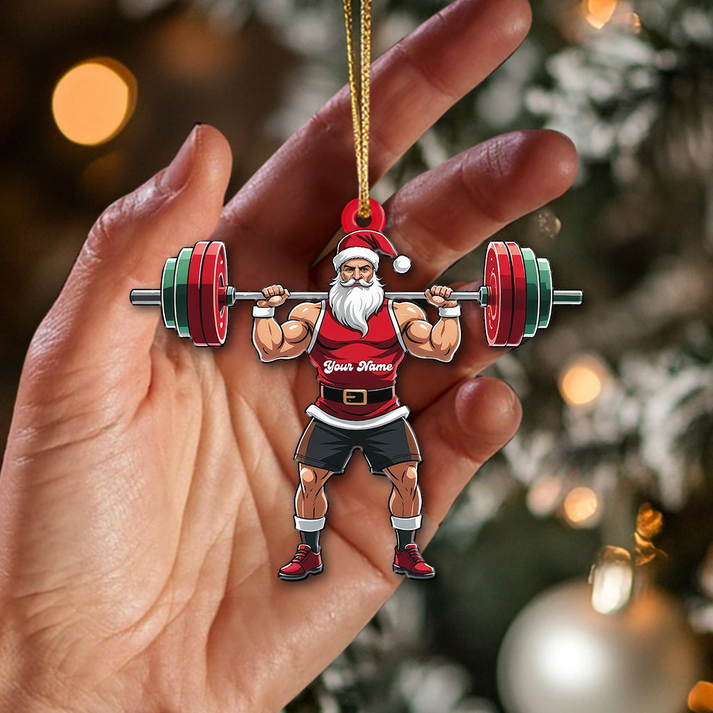 Weightlifting Santa, Home Decor, Christmas Ornament, Personalized Ornament