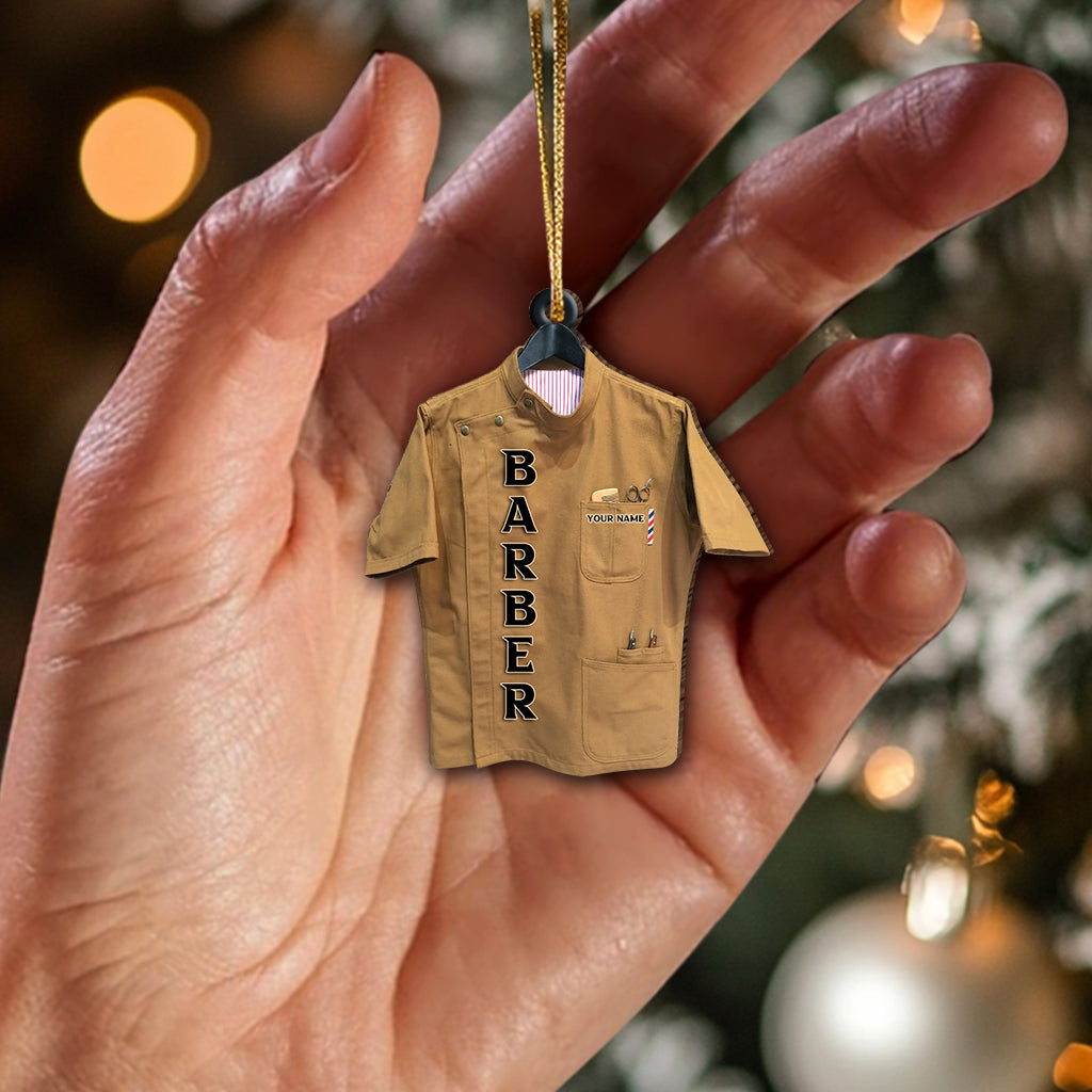 Custom Name Barber Ornament, Christmas Decoration for Barber Shop