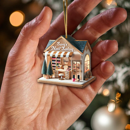 Custom Name Nail Salon Ornament, Nail Salon Christmas Decoration