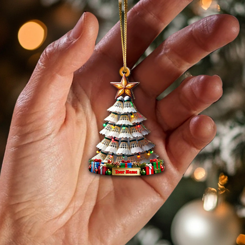 Custom Name Badminton Christmas Tree Ornament, Badminton Lover Christmas Gift