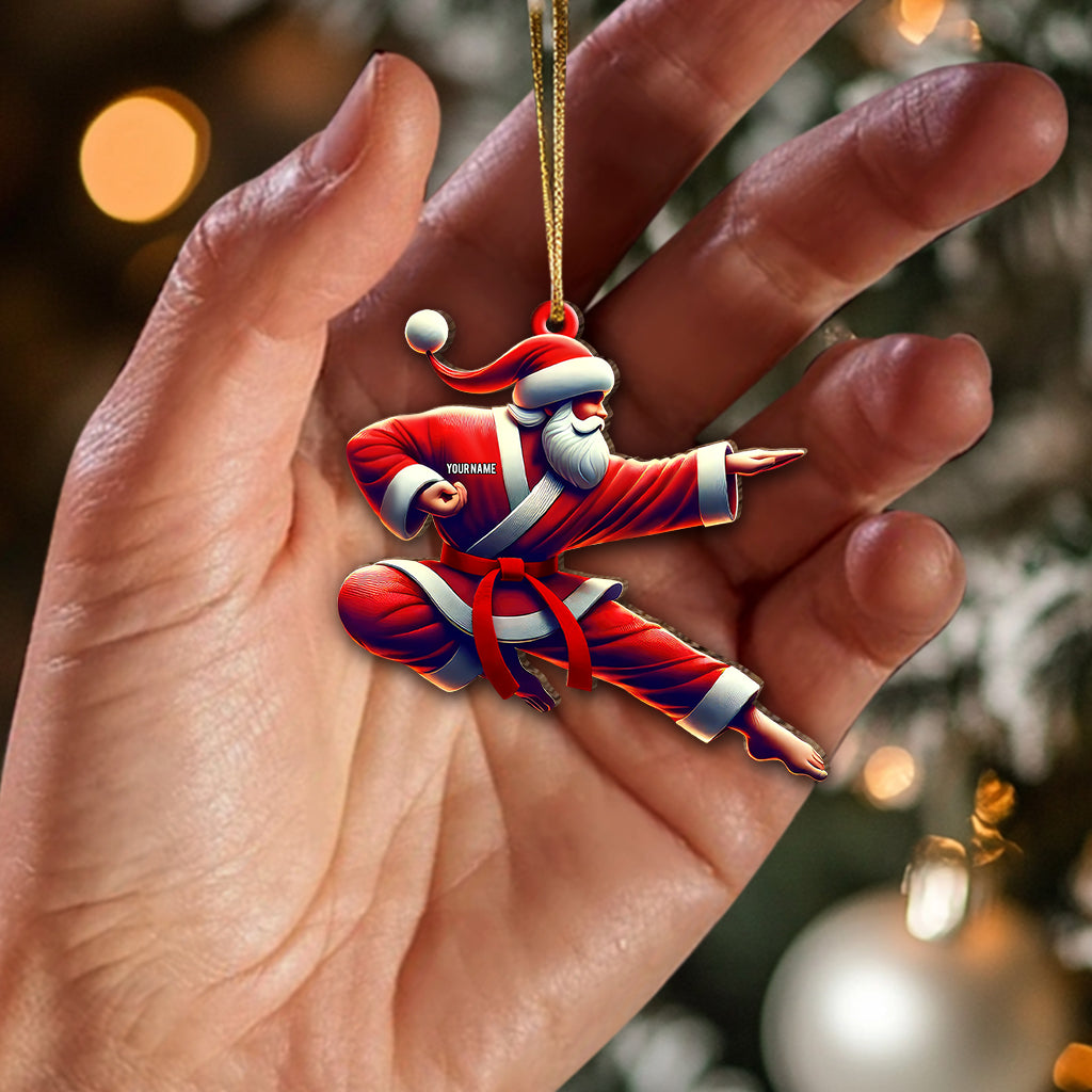 Custom Name Santa Karate Ornament, Christmas Gift for Karate Lover