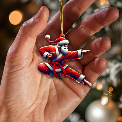 Custom Name Santa Karate Ornament, Christmas Gift for Karate Lover