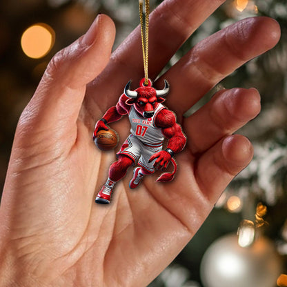 Custom Name Basketball Bulls Team Ornament, Basketball Team Christmas Gift