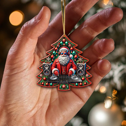 Custom Name Disc Jockey Santa Ornament, DJ Christmas Gift