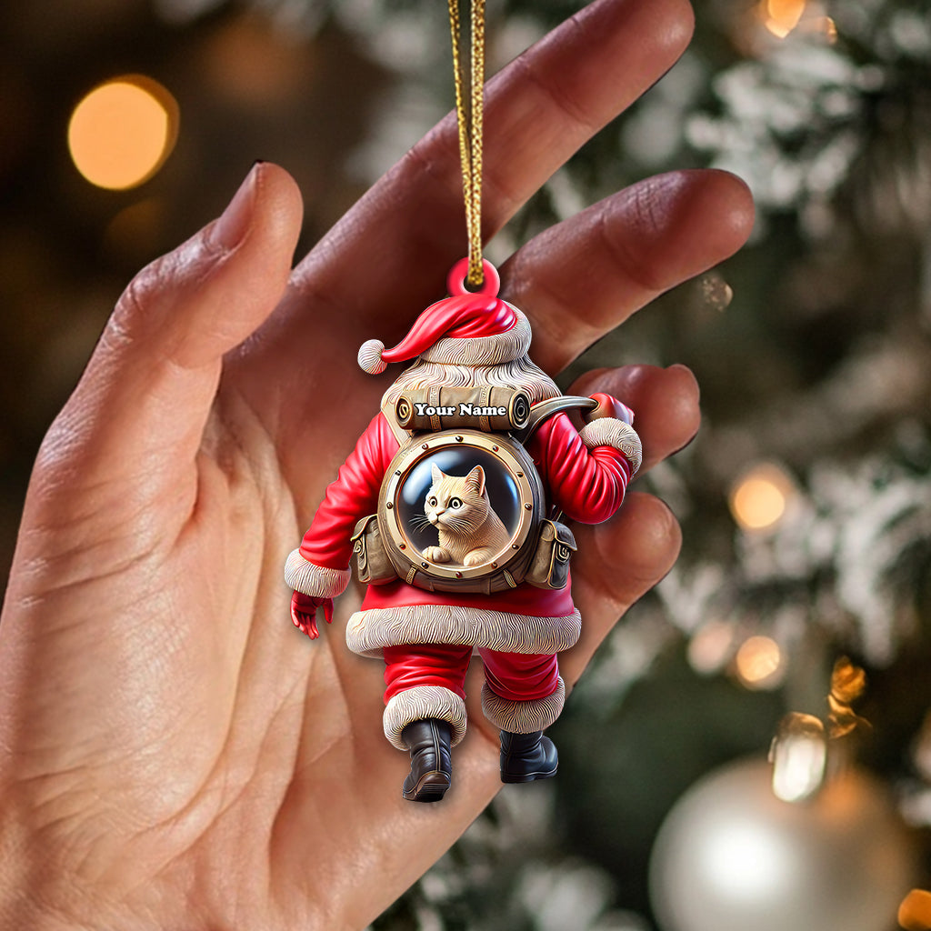 Custom Name Santa and Pet Ornament, Pet Lover Christmas Gift