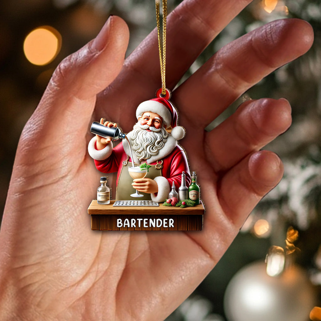 Custom Name Santa Bartender Ornament, Home Decor Christmas Gift