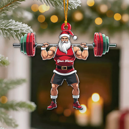 Weightlifting Santa, Home Decor, Christmas Ornament, Personalized Ornament