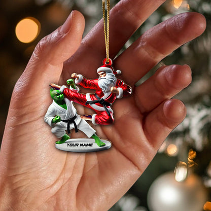 Custom Name Santa Karate Ornament, Santa Karate Christmas Gift