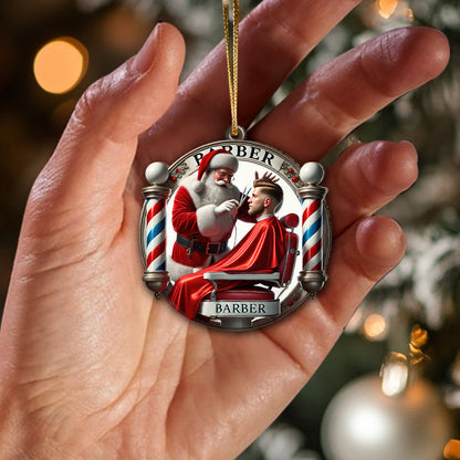 Custom Name Barber Ornament, Christmas Decoration for Barber Shop