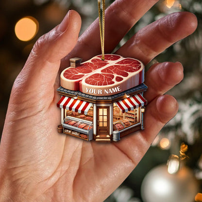 Custom Name Butcher Ornament, Christmas Gift
