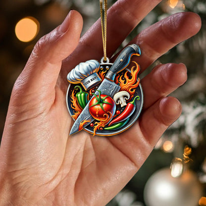 Custom Name Chef Ornament, Christmas Gift for Cooking Lover
