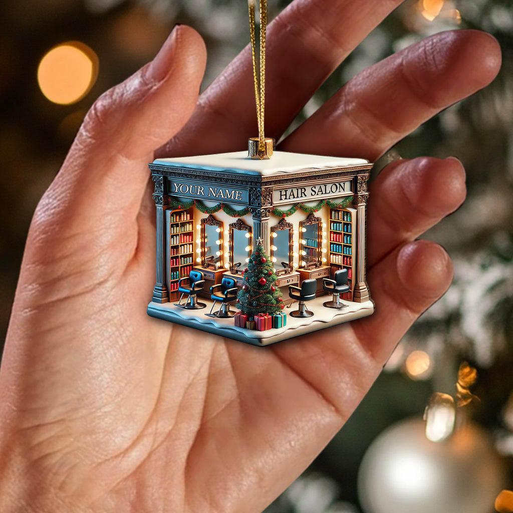 Custom Name Hair Salon Ornament, Hair Salon Christmas Decoration