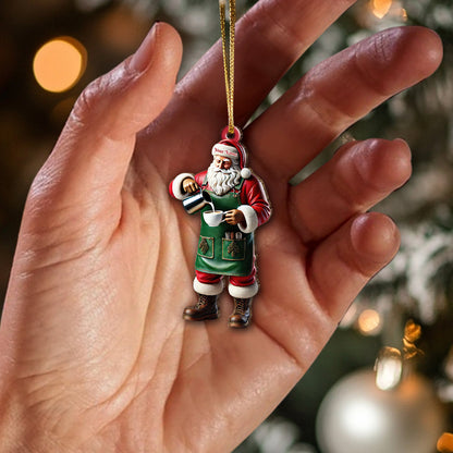 Custom Name Santa Bartender Ornament, Home Decor Christmas Gift