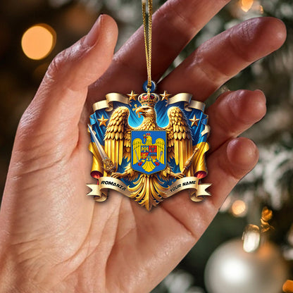 Custom Name Romania Ornament, Christmas Gift for Romania Lover