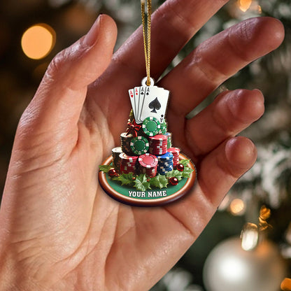Custom Name Poker Ornament, Poker Christmas Gift