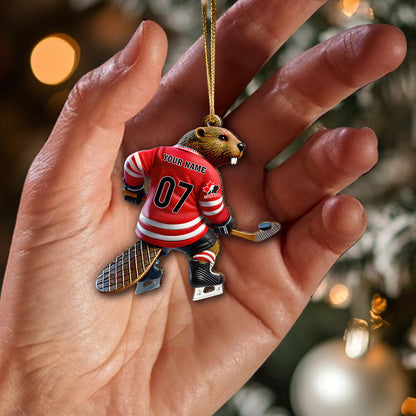 Custom Name Hockey Ornament, Christmas Gift for Hockey Lover