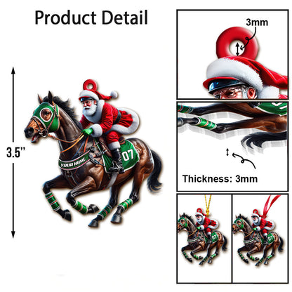 Custom Name and Number Horse Racing Ornament Ornament, Christmas Horse Racing Gift