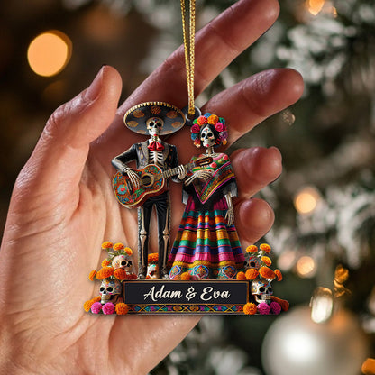 Custom Name Mexican Couple Ornament, Mexican Couple Christmas Gift